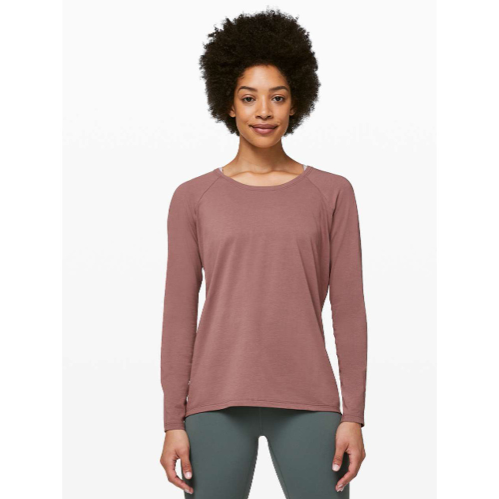 Lululemon Red Dust Emerald Long Sleeve Crew Top Pima Cotton Size 6